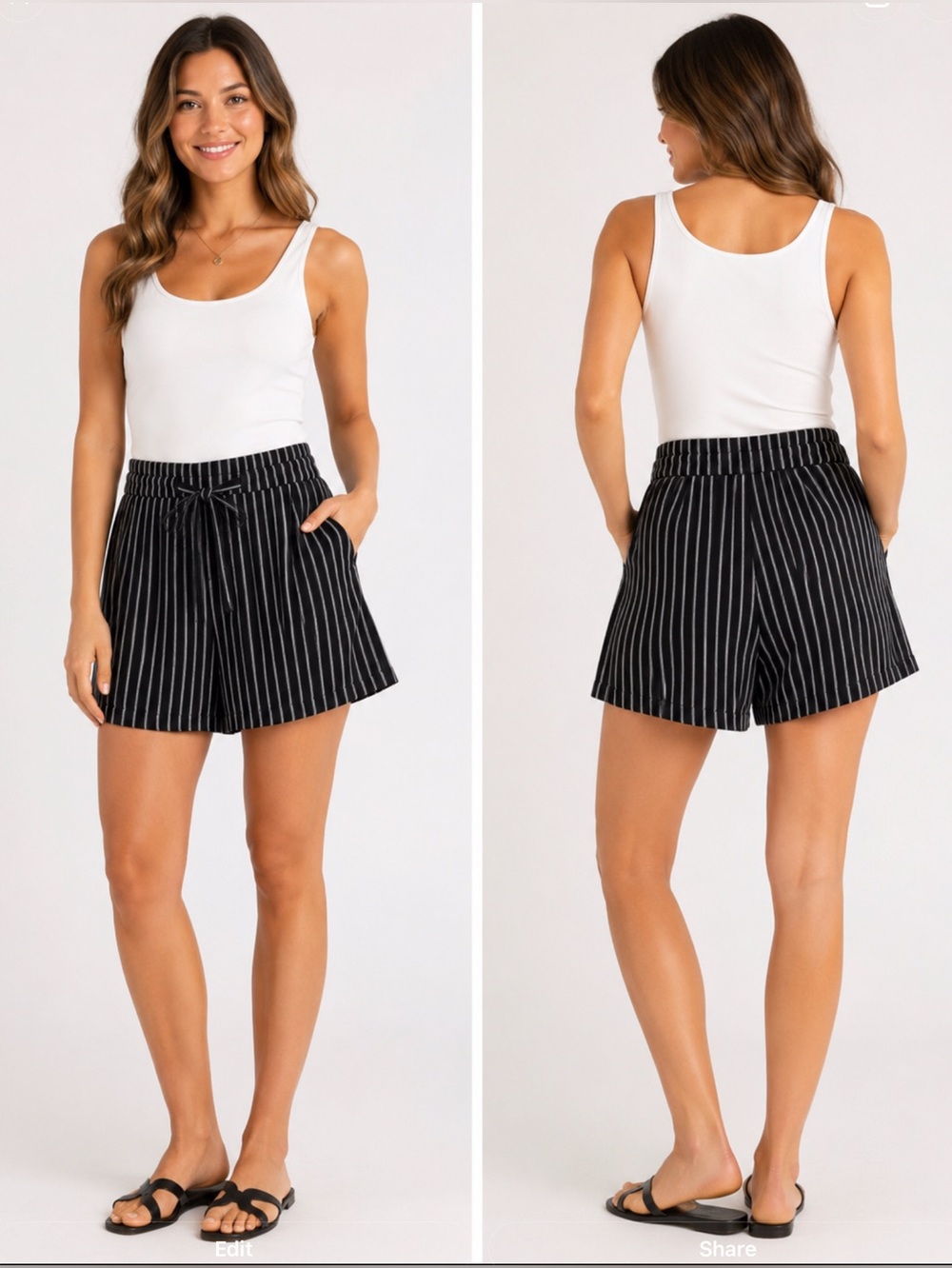 DR2 Paperbag Waist Pinstripe Shorts
